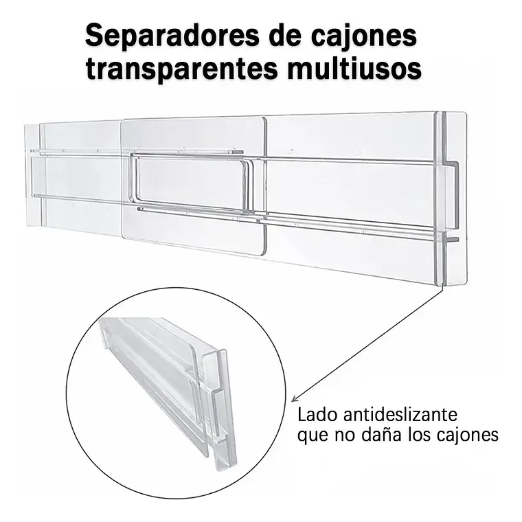 4pzs Separadores De Cajones Organizador Ajustable 27-52cm 3