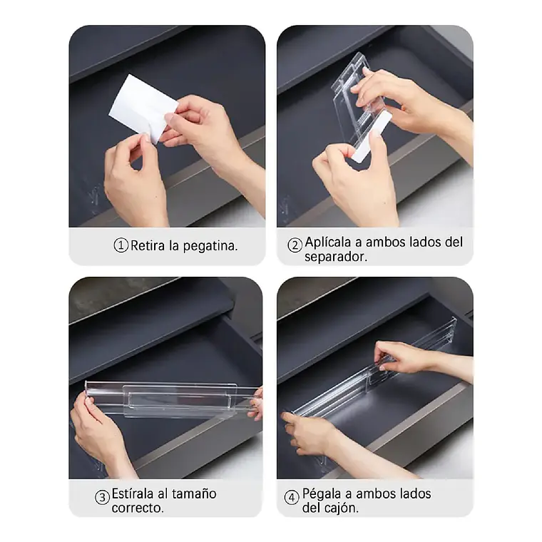 4pzs Separadores De Cajones Organizador Ajustable 27-52cm 4