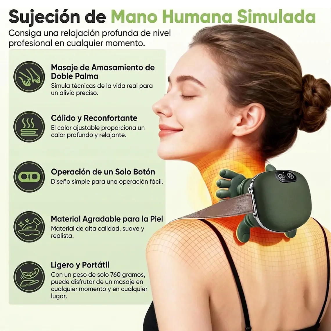 Masajeador De Cuello Y Hombros Con Calor Recargable 6