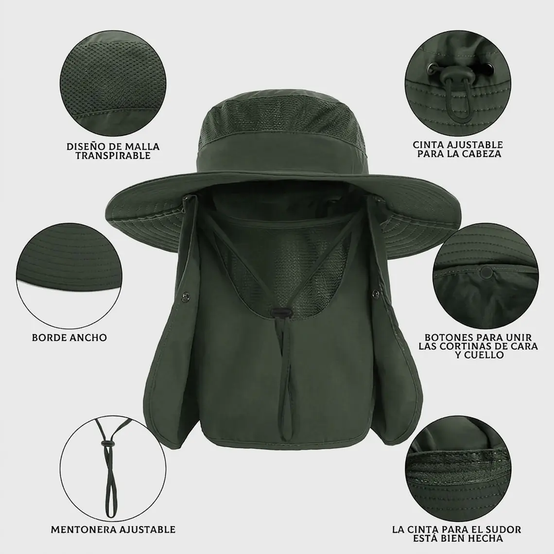Sombrero Para El Sol Con Proteccion Para Cuello Y Cara 6