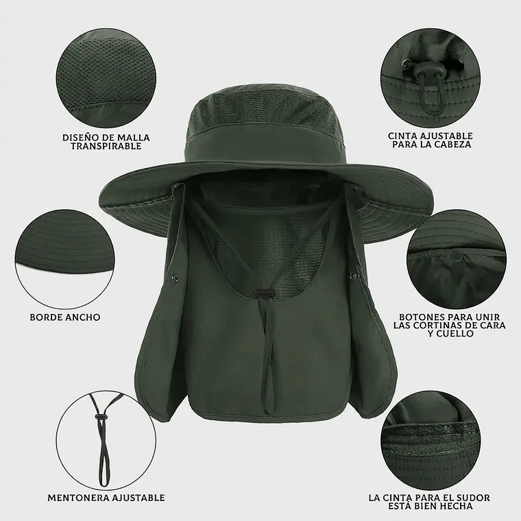 Sombrero Para El Sol Con Proteccion Para Cuello Y Cara 6