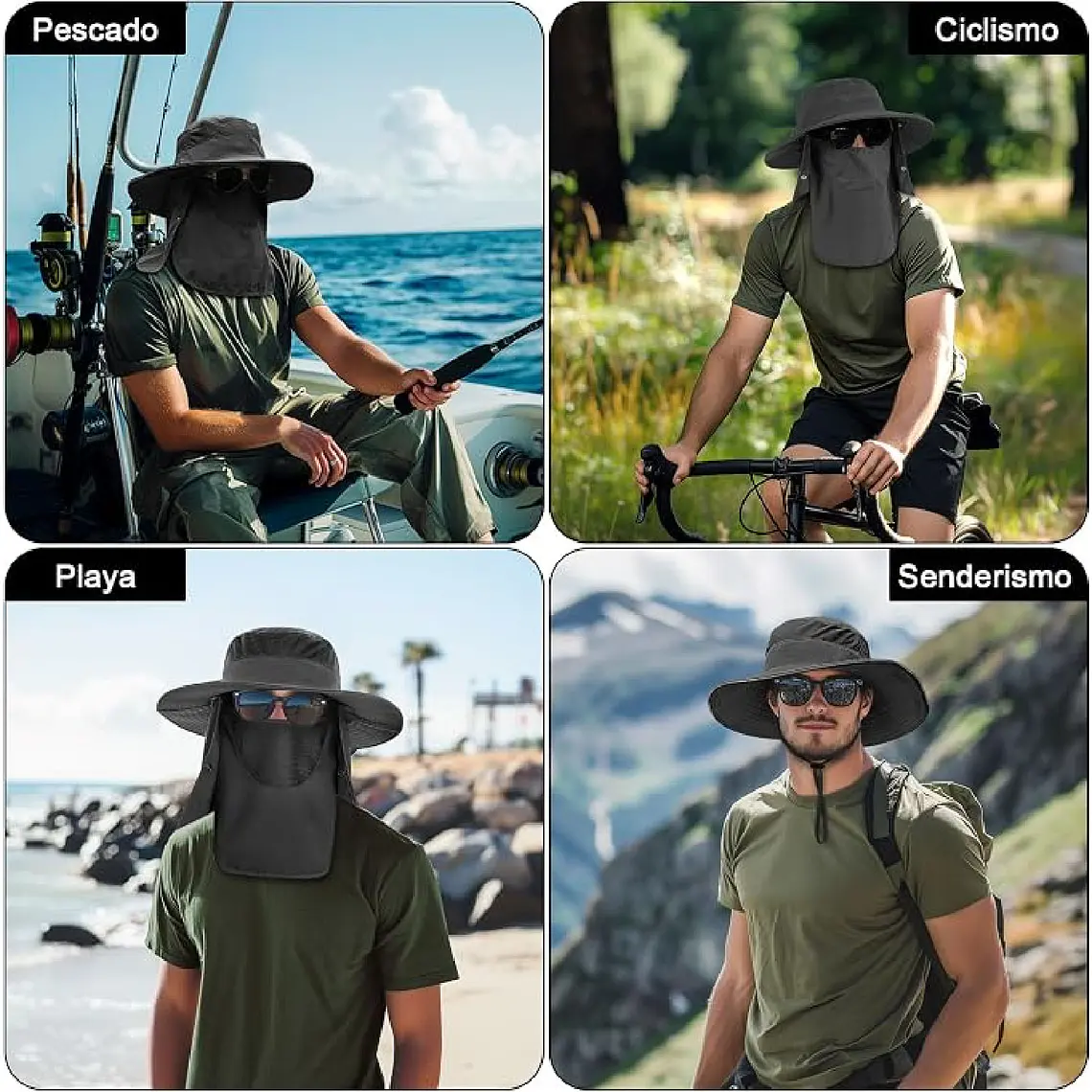 Sombrero Para El Sol Con Proteccion Para Cuello Y Cara 8