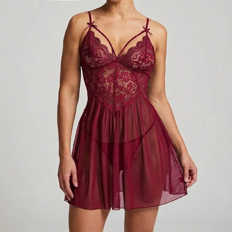 Babydoll Camisola De Encaje Vestido Lencería Sexy 2