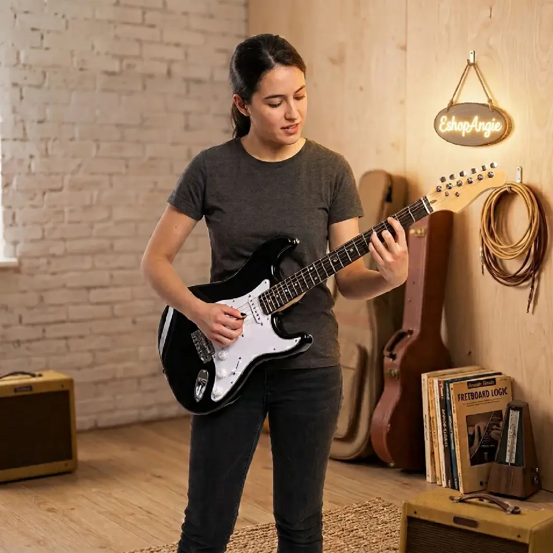 Guitarra Electrica Stratocaster Amplificador Y Accesorios 5