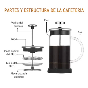 Cafetera Prensa Francesa 800ml De Vidrio Y Acero Te Cafe
