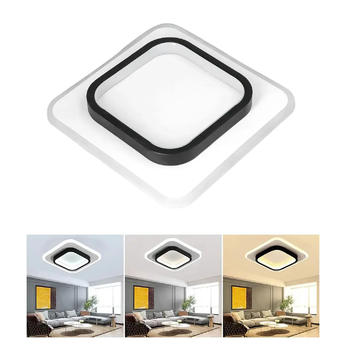 Lampara De Techo Led Plafon Cuadrada Moderna 3 Tonos 1
