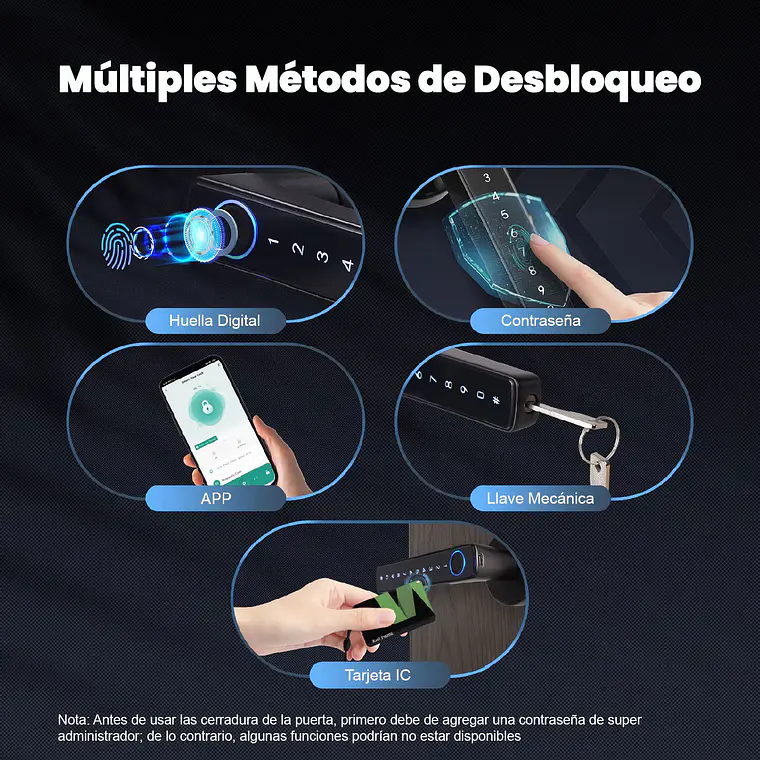 Cerradura Digital Inteligente Manija Redonda Huella Dactilar 5