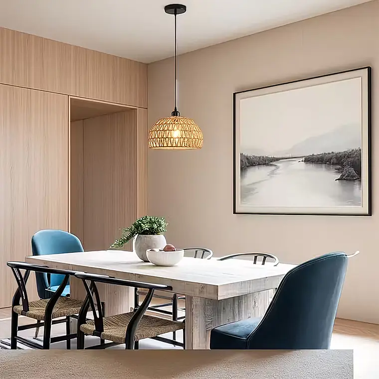 Lámpara Colgante De Techo Estilo Boho Ratán Decorativa 5