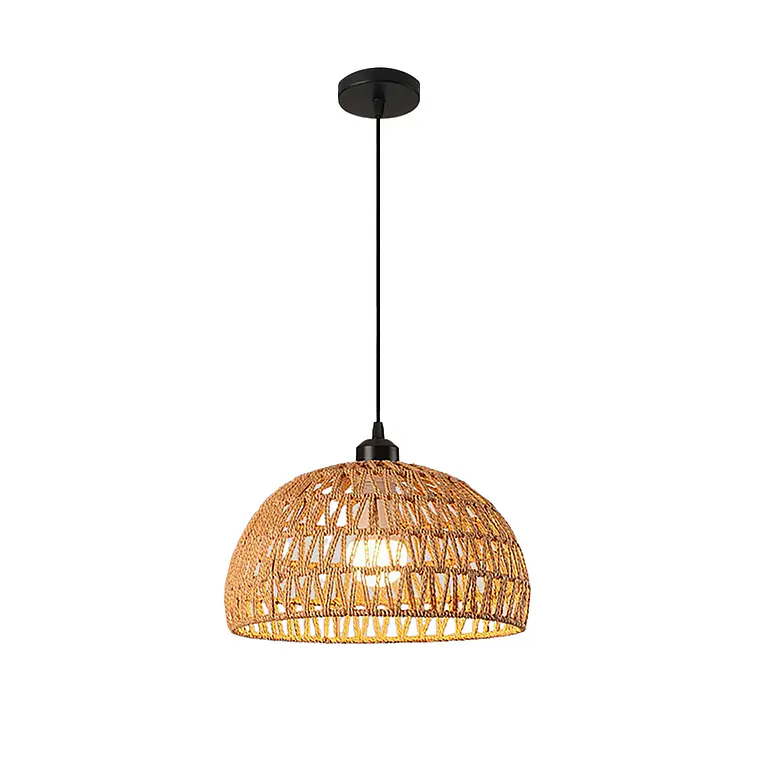 Lámpara Colgante De Techo Estilo Boho Ratán Decorativa 1