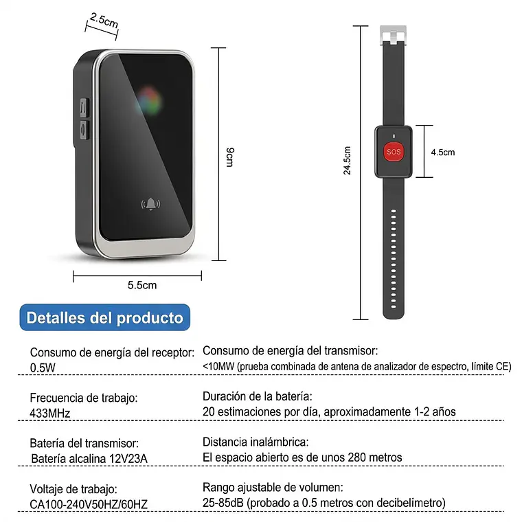 Kit Alarma Tercera Edad Pulsera Boton De Pánico Emergencia 5