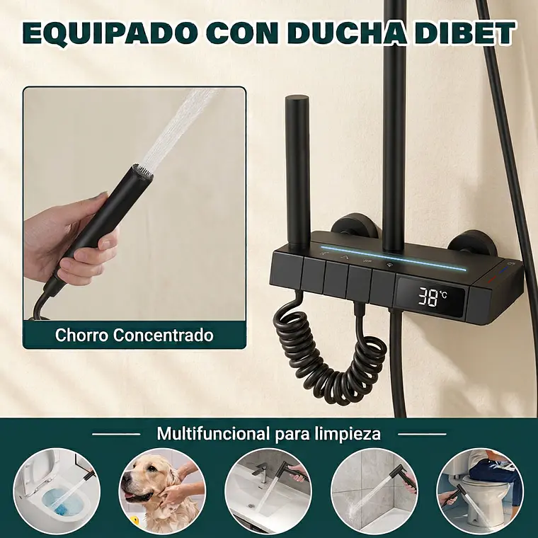Columna Ducha Moderna 4 Funciones En 1 Pantalla Digital 7