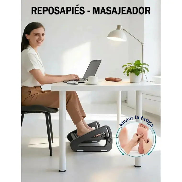 Reposapies Ergonomico Ajustable 6 Niveles Rodillos Masajes 4