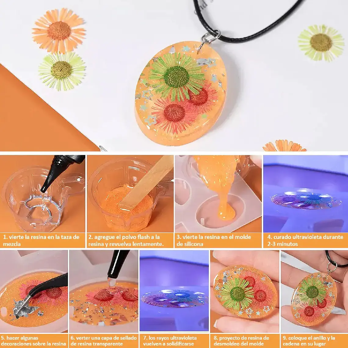 Kit Resina Uv 104 Pcs Joyas Bisuteria + Lampara + Accesorios 7