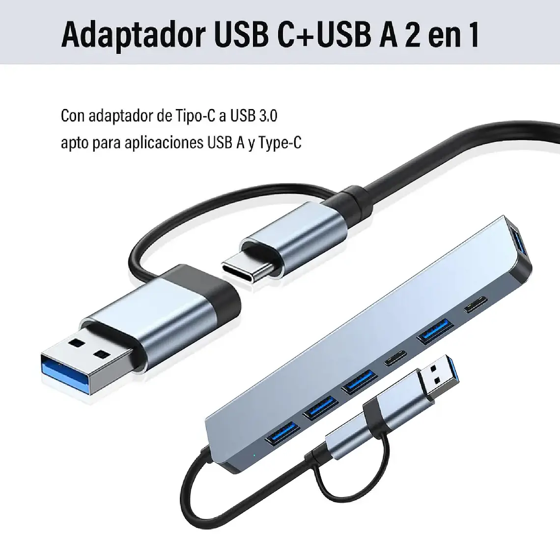 Hub 7 En 1 Adaptador Usb C Puertos Usb3.0/pd/usb-c Mac Pc 2