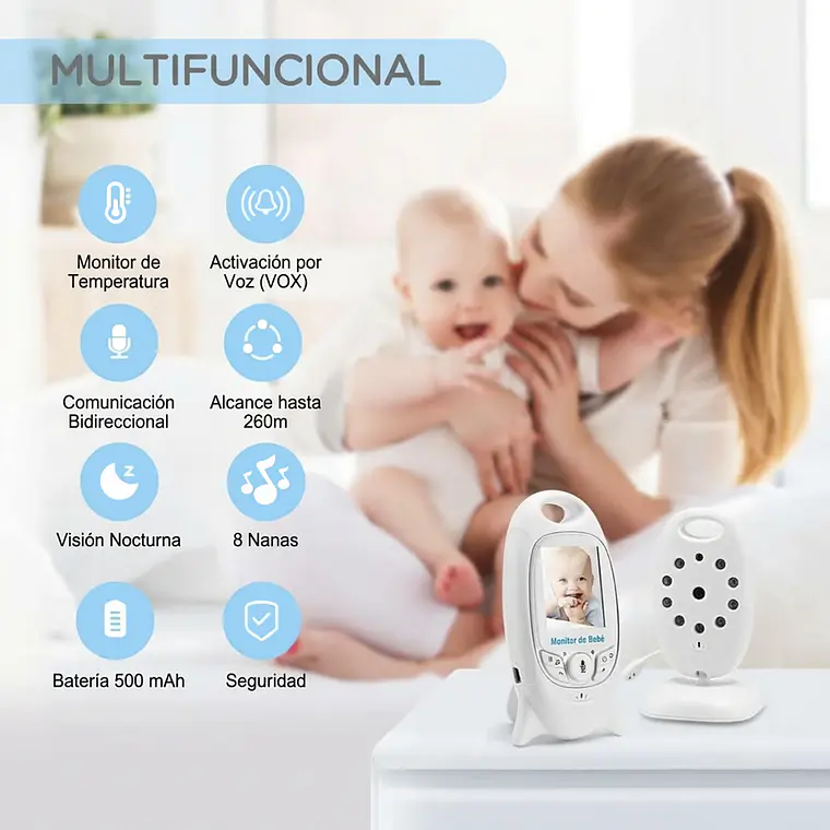 Camara Monitor Bebes Con Microfono Vision Nocturna 5