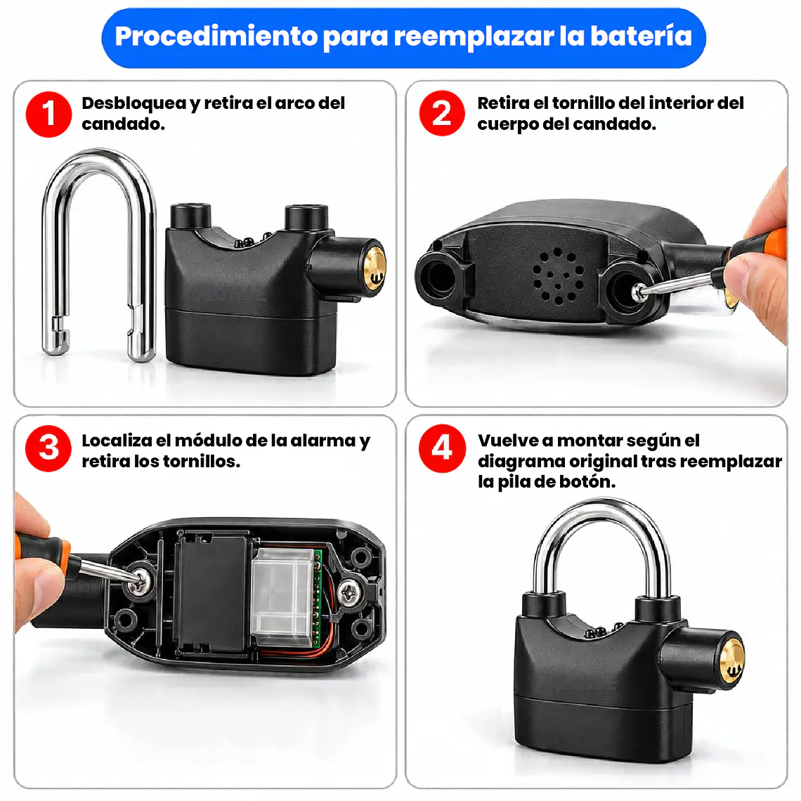Candado De Seguridad Con Alarma Para Motos Y Bicicletas 3