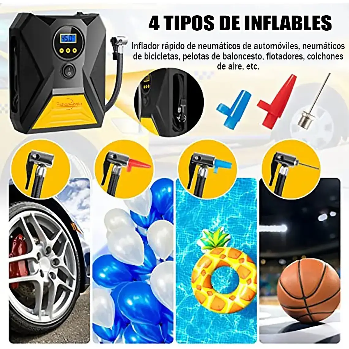 Compresor De Aire 12v Para Vehículos Neumaticos Auto 4