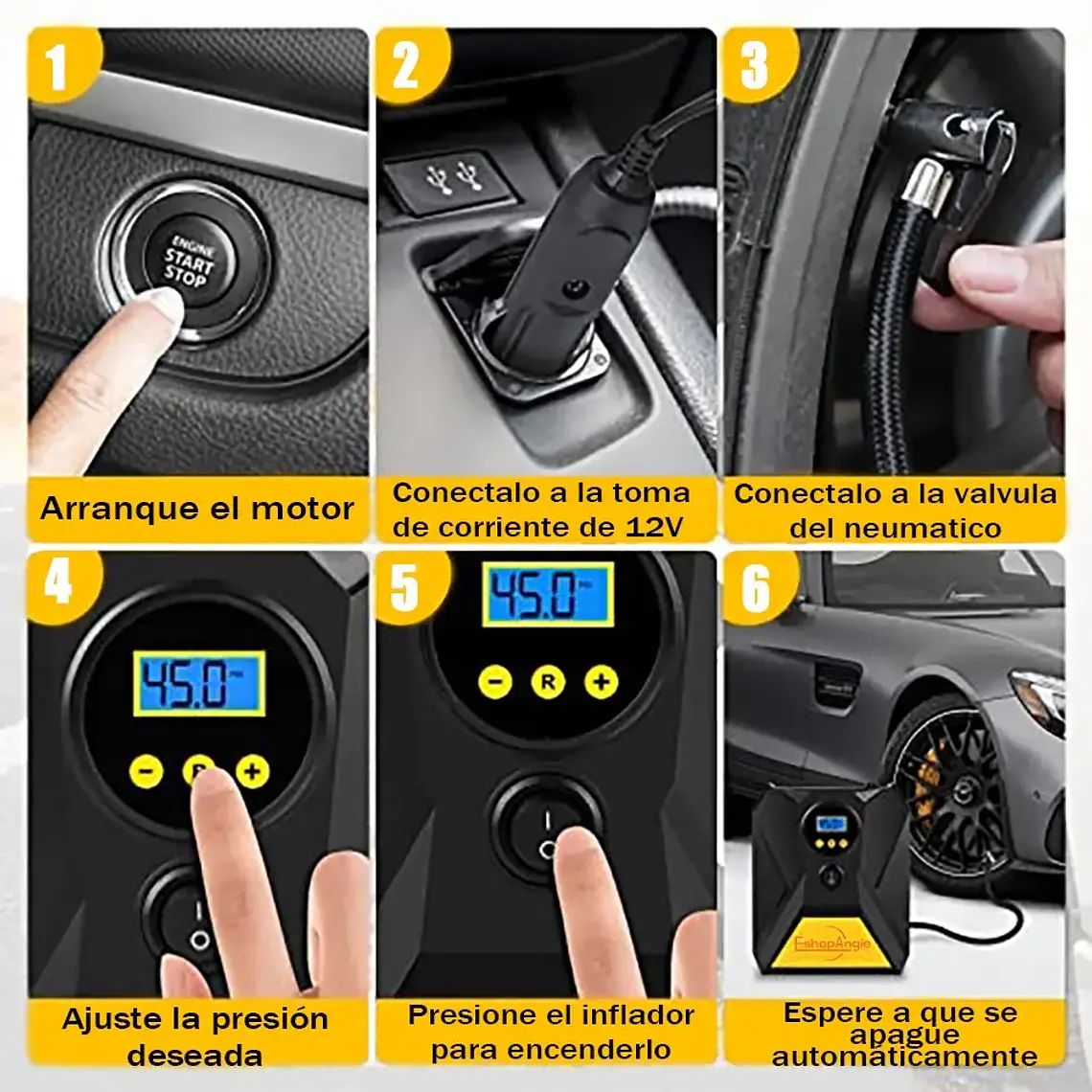 Compresor De Aire 12v Para Vehículos Neumaticos Auto 7