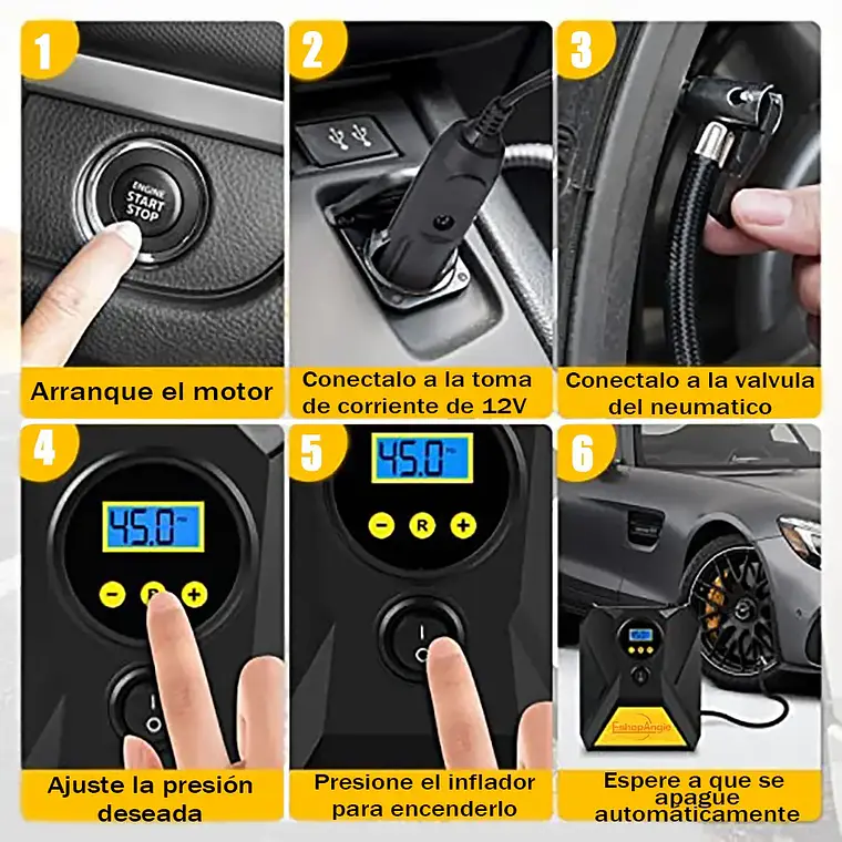 Compresor De Aire 12v Para Vehículos Neumaticos Auto 7