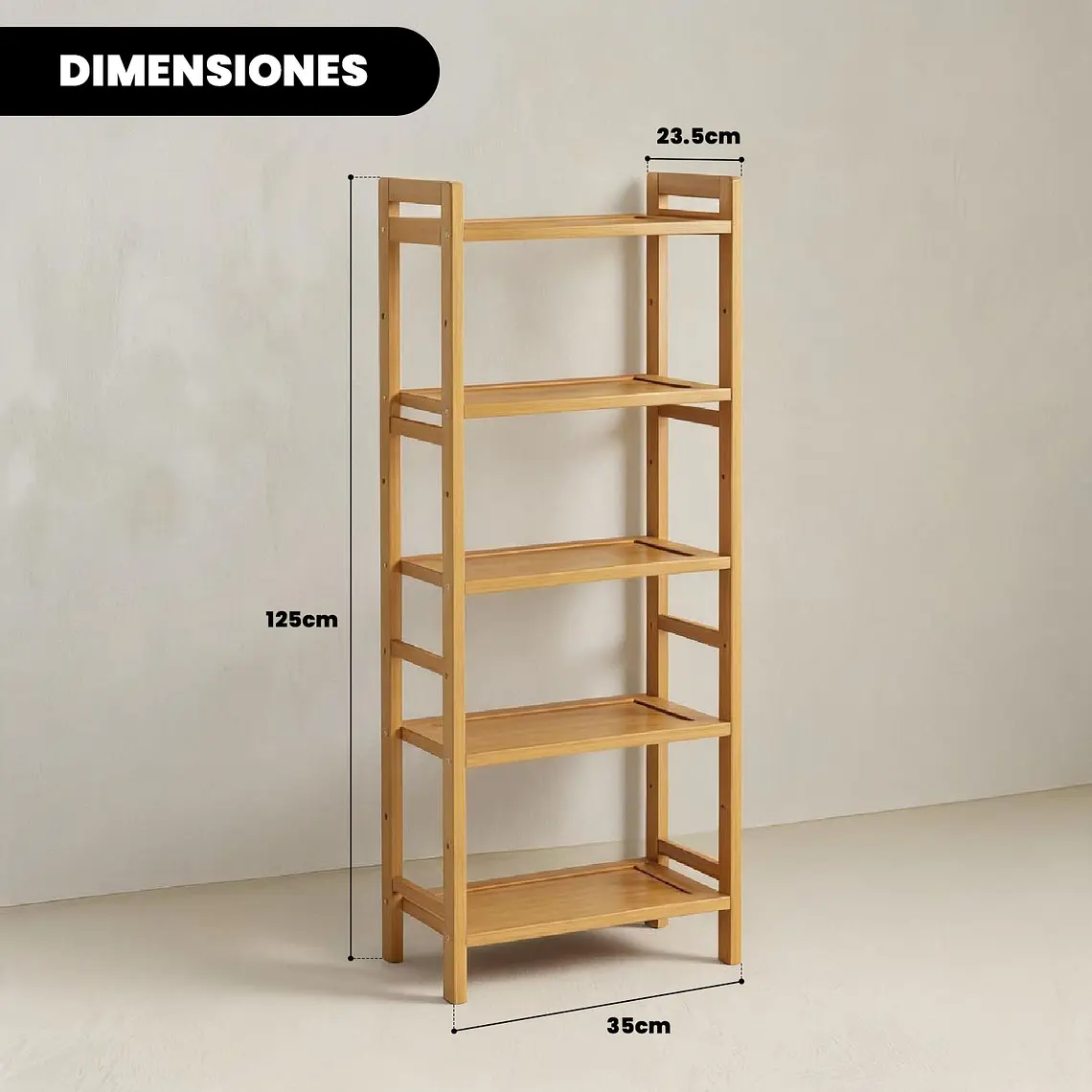 Organizador Estante De Bambu De 5 Niveles 35x23.5x125cm 4