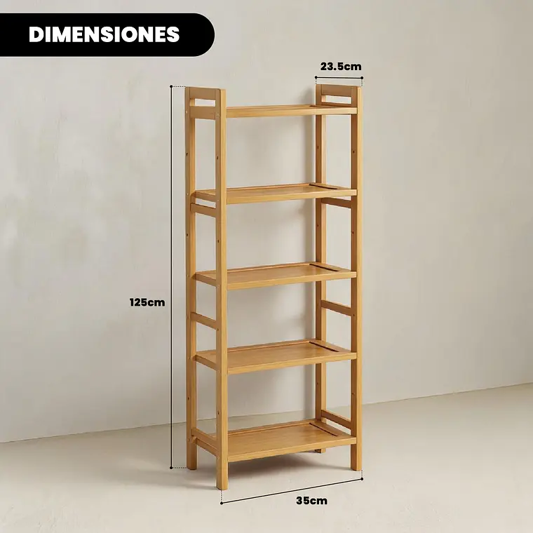 Organizador Estante De Bambu De 5 Niveles 35x23.5x125cm 4