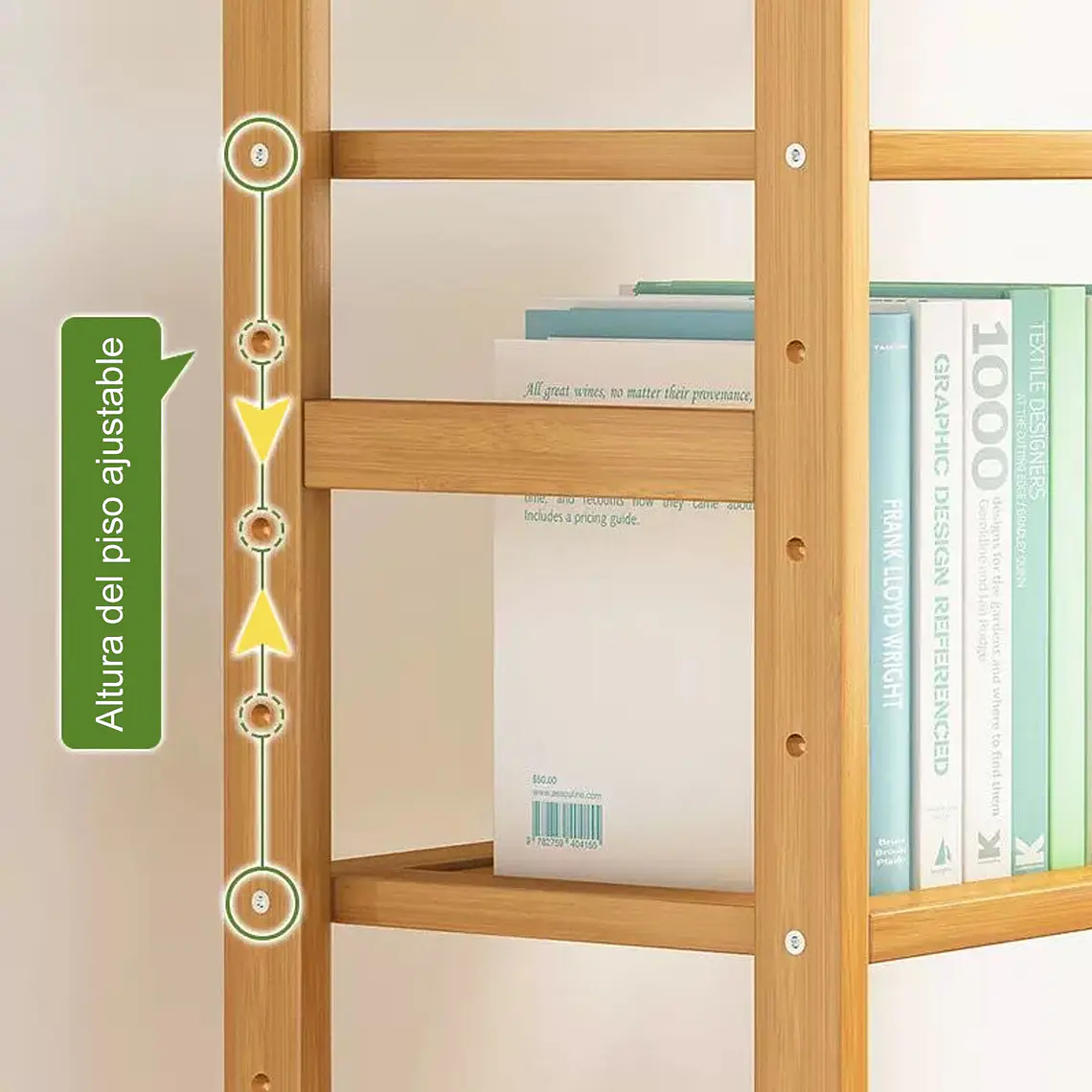 Organizador Estante De Bambu De 5 Niveles 35x23.5x125cm 2