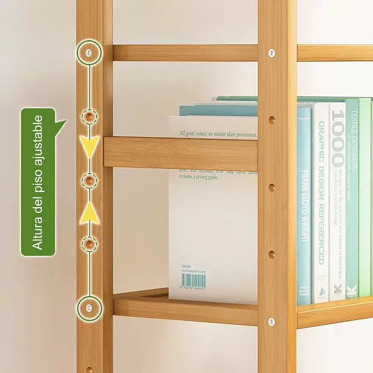 Organizador Estante De Bambu De 5 Niveles 35x23.5x125cm 2