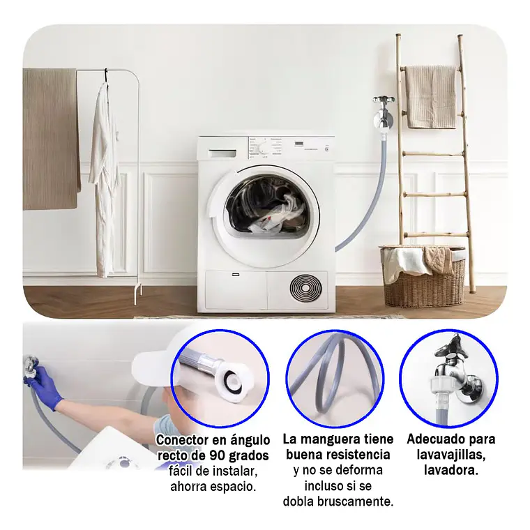 Manguera De Entrada De Agua Para Lavadora 3mts Universal 3/4 4
