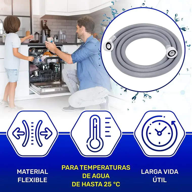 Manguera De Entrada De Agua Para Lavadora 3mts Universal 3/4 5