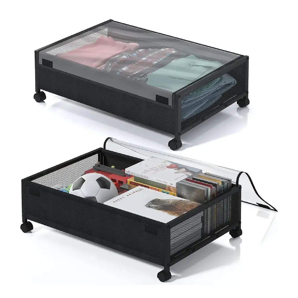Caja Organizadora De Ropa Bajo La Cama Con Ruedas Y Tapa 3