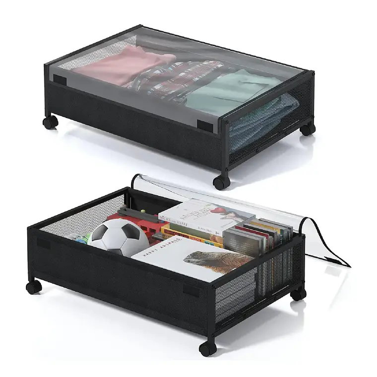 Caja Organizadora De Ropa Bajo La Cama Con Ruedas Y Tapa 3