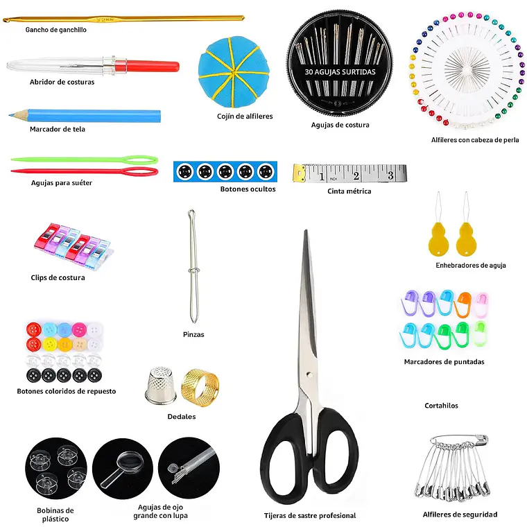 Kit De Costura Con Estuche Suministros De Costura 200 Pcs 6