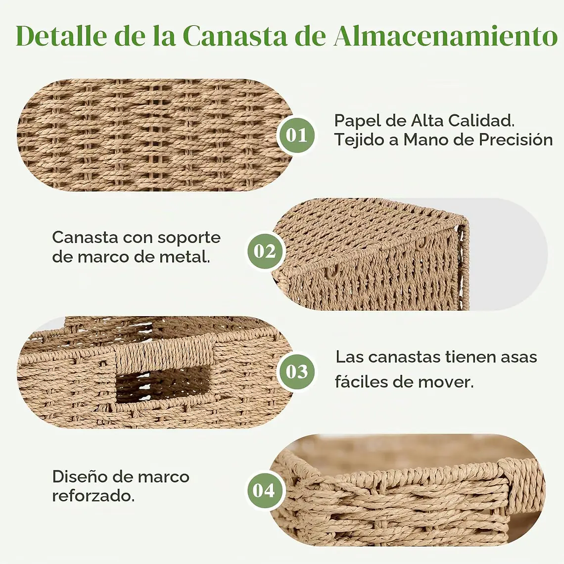 Canasto Organizador De Mimbre De Cuerda De Papel 32x32x32 4