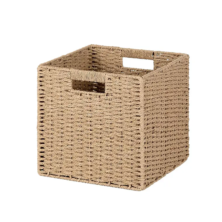 Canasto Organizador De Mimbre De Cuerda De Papel 32x32x32 2