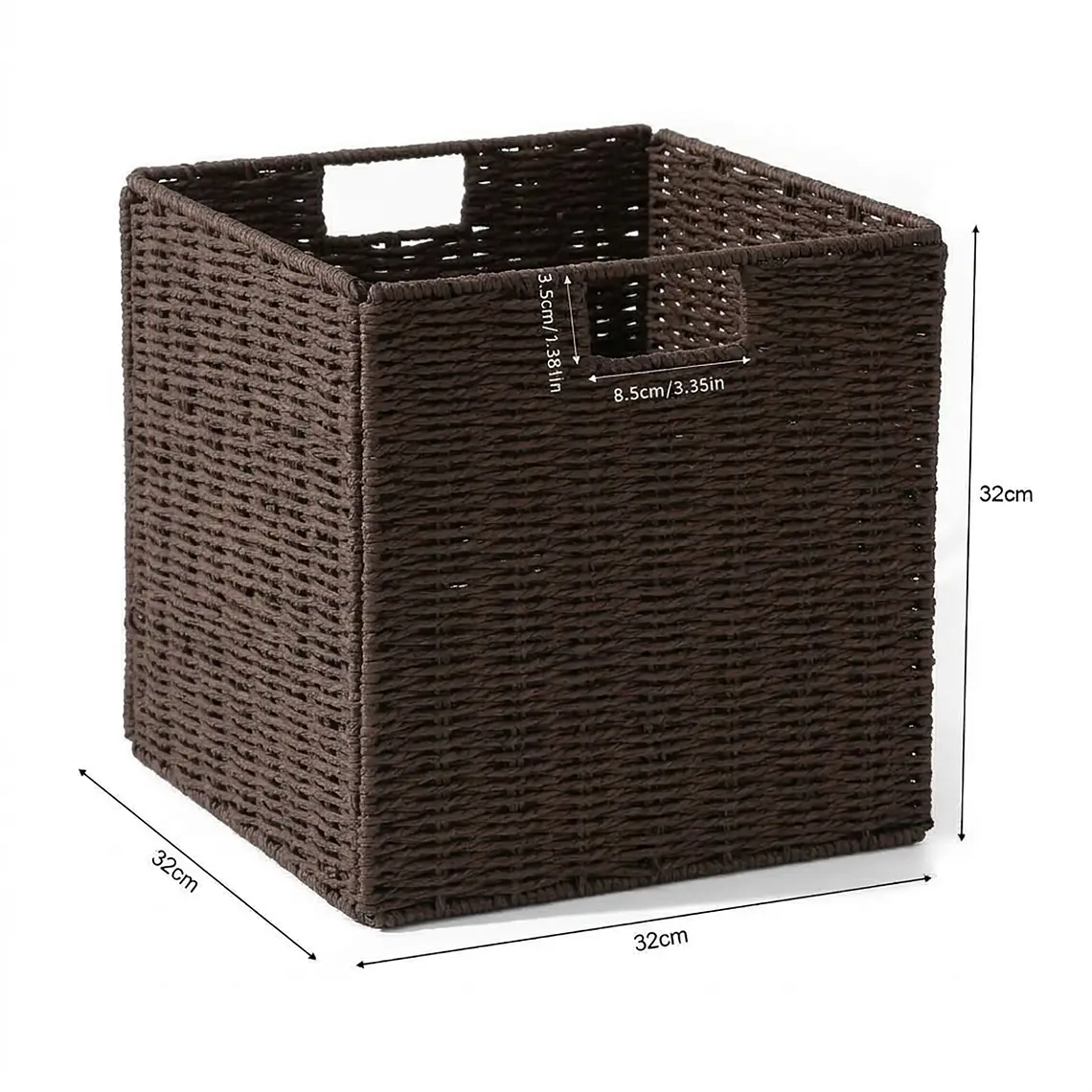 Canasto Organizador De Mimbre De Cuerda De Papel 32x32x32 8