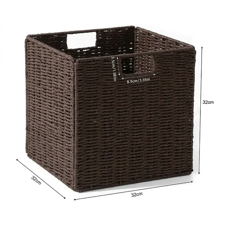 Canasto Organizador De Mimbre De Cuerda De Papel 32x32x32 8