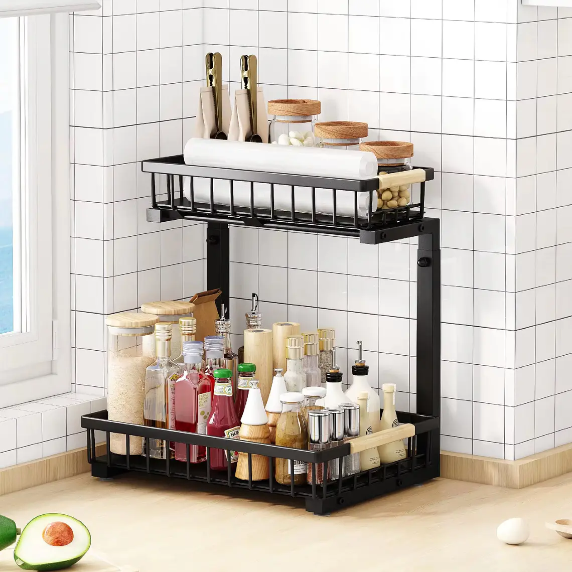 Estante Organizador Multiuso De Cocina 2 Niveles Deslizable 1