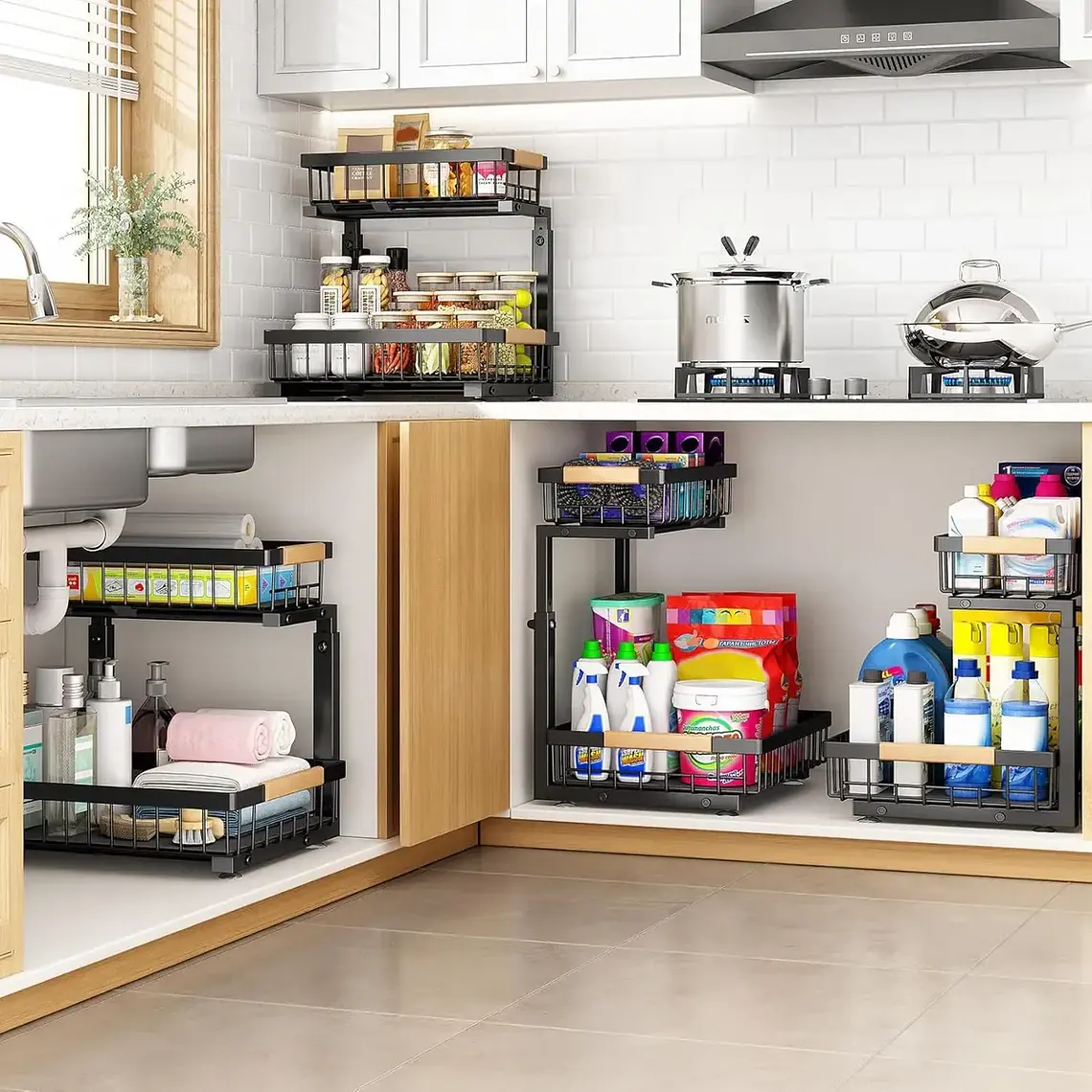 Estante Organizador Multiuso De Cocina 2 Niveles Deslizable 7