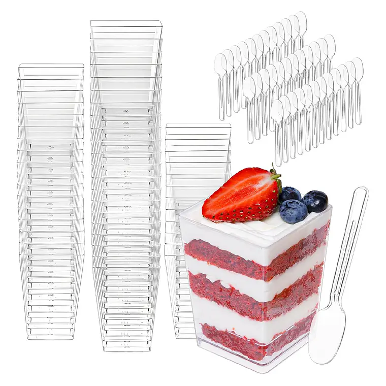 50 Set De Vasos Shot Postres Pocillos Vasos Plastico 160ml 1