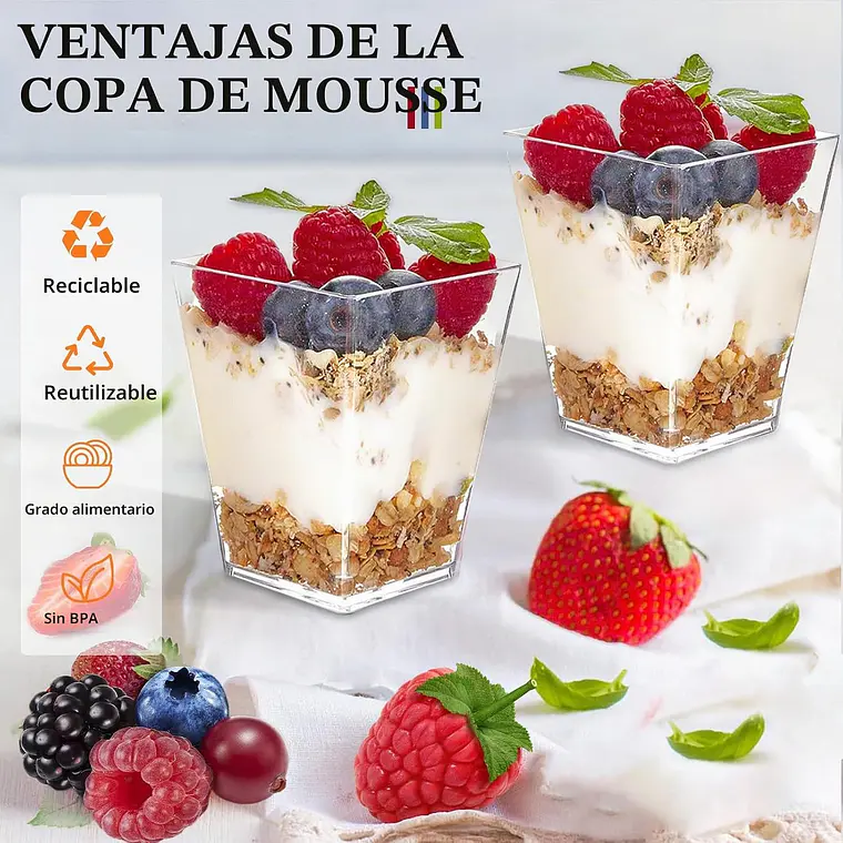 50 Set De Vasos Shot Postres Pocillos Vasos Plastico 160ml 2