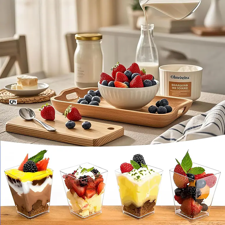 50 Set De Vasos Shot Postres Pocillos Vasos Plastico 160ml 3