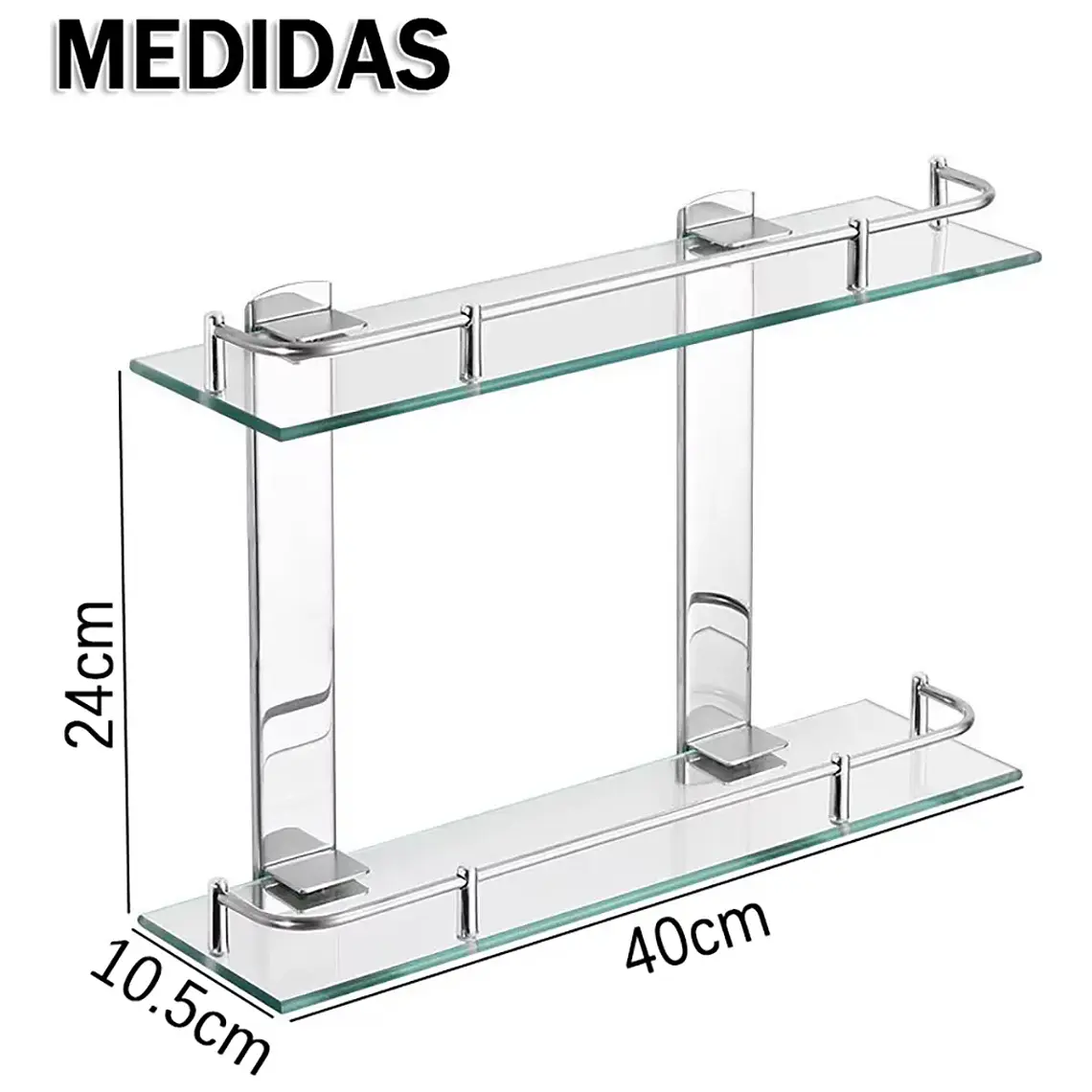 Organizador Repisa De Baño 2 Niveles Estante De Vidrio Ducha 7