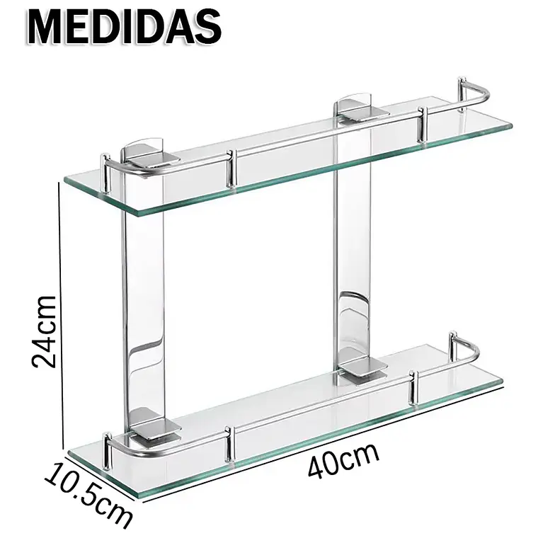 Organizador Repisa De Baño 2 Niveles Estante De Vidrio Ducha 7