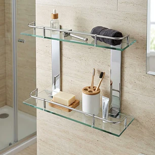 Organizador Repisa De Baño 2 Niveles Estante De Vidrio Ducha
