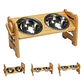 Comedero Bebedero Elevado Ajustable De Bambu Perros Y Gatos - Miniatura 1