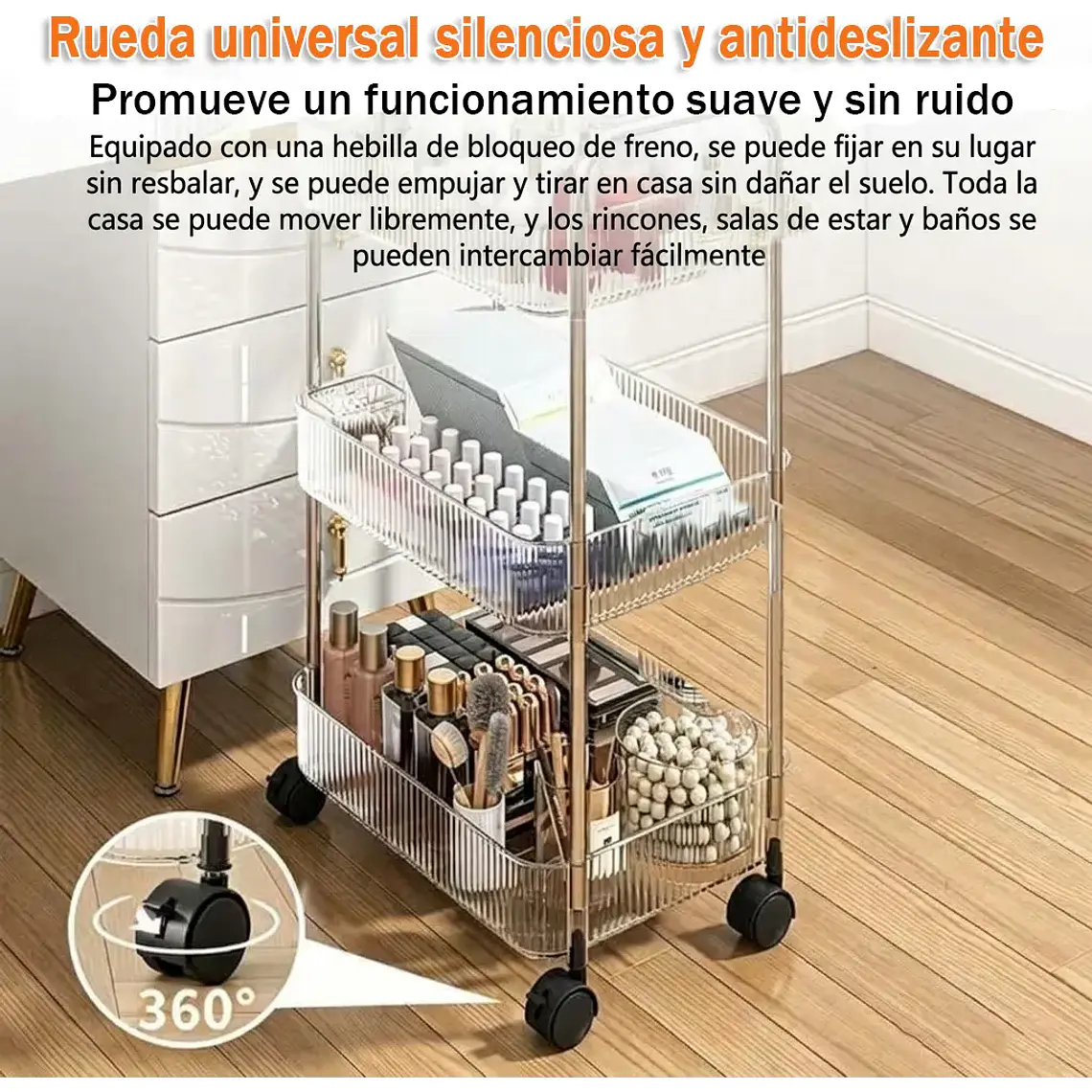 Carrito Organizador 4 Niveles Con Ruedas Multiuso Acrilico 4