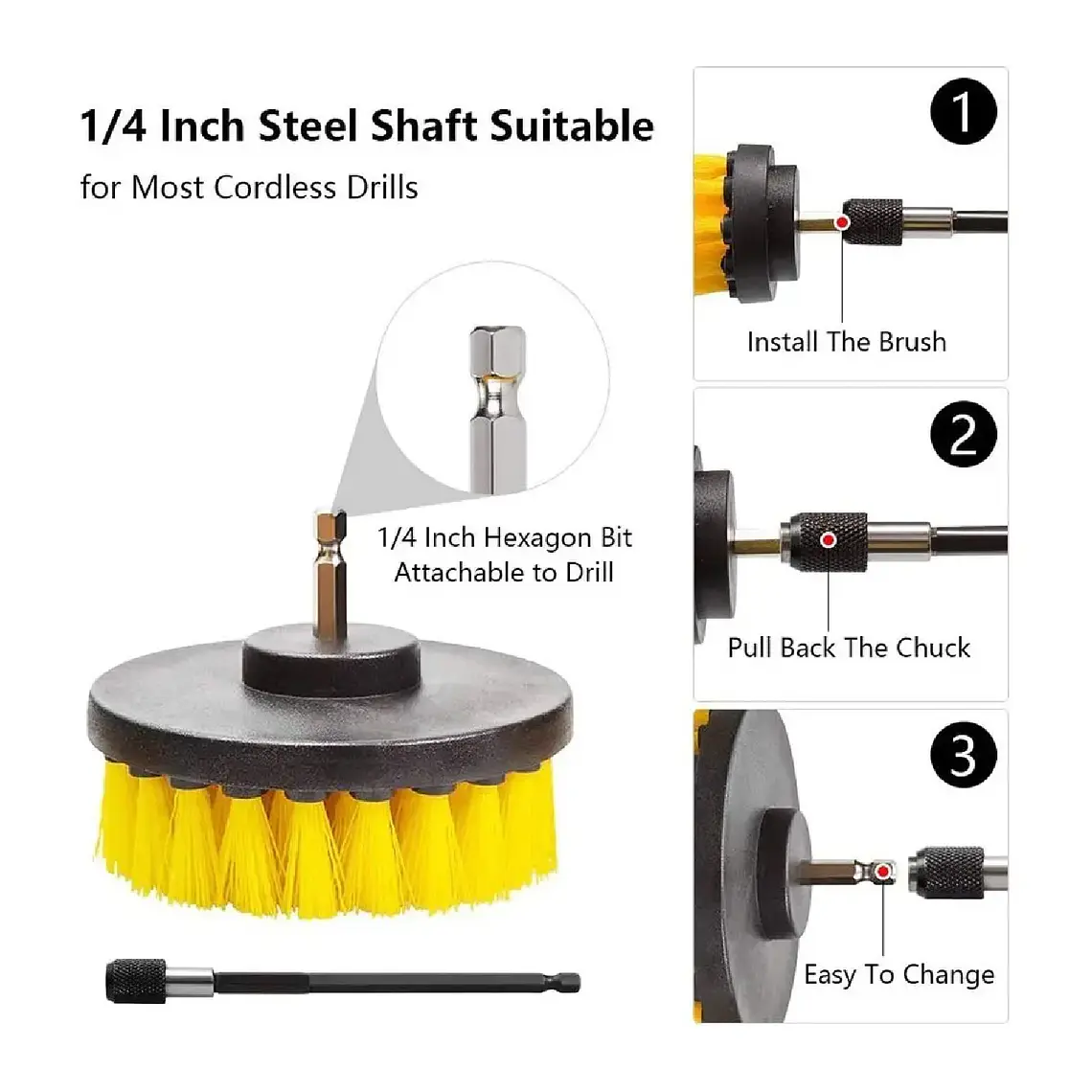 Set 4 Cepillos De Limpieza Para Taladro Auto Hogar Tapiz 2