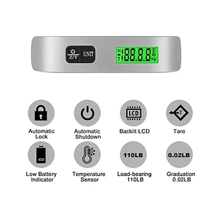 Pesa Balanza Digital Maleta Para Colgar 50kg Con Luz