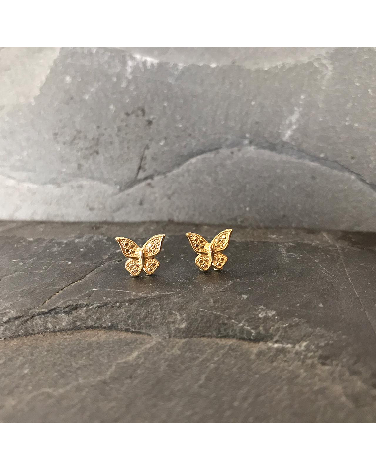 Aros Mini Mariposa bañados en oro