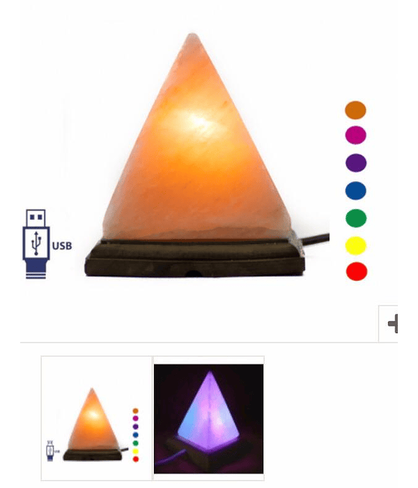 Lampara de Sal Rosada del Himalaya de forma de Piramide usb 